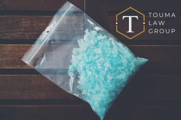 a bag of meth sitting on a table
