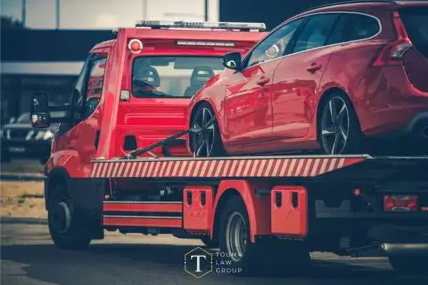 a car being towed