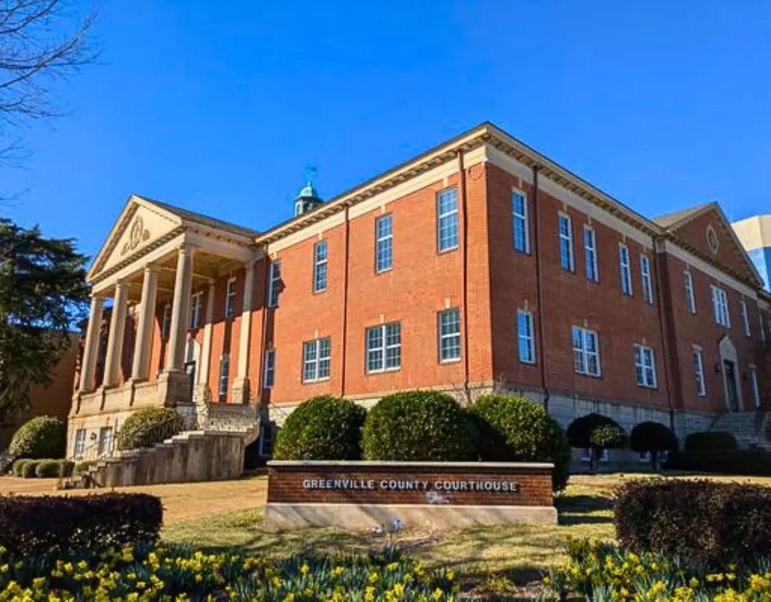Greenville county courthouse on a sunny day